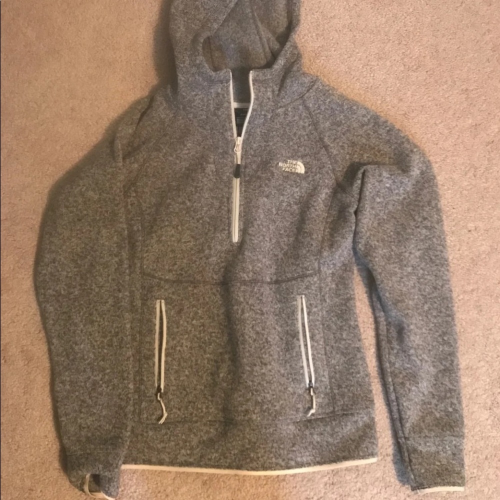 North Face Quarter Zip Heather Grey Hoodie ✨